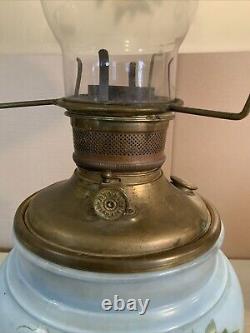 VINTAGE Antique 22 Oil TABLE LAMP GWTW BANQUET Parlor GLASS SHADE Hand Painted