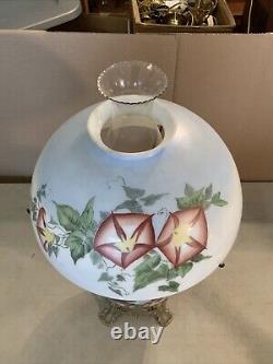 VINTAGE Antique 22 Oil TABLE LAMP GWTW BANQUET Parlor GLASS SHADE Hand Painted