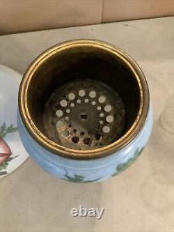 VINTAGE Antique 22 Oil TABLE LAMP GWTW BANQUET Parlor GLASS SHADE Hand Painted