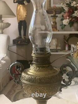 VINTAGE BRASS OIL LAMP THE NEW ROCHESTER GENUINE OIl LAMP BUY IT NOW
