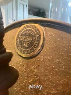 VINTAGE BRASS SURGEONS LAMP SCOTT LAMP CO. ROUND LABEL 29 1/2H collectable