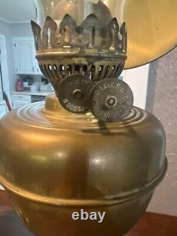 VINTAGE BRASS SURGEONS LAMP SCOTT LAMP CO. ROUND LABEL 29 1/2H collectable