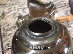 VINTAGE LARGE GIMBALED WALL MOUNTED OIL LAMP WithSMOKE BELL, CHIMNEY SHADE 16 TALL