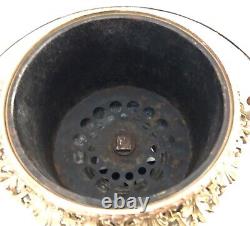 VTG Large Pedestal Ornate Oil Lamp Metal BaseBrassBronzeUrnBowlPlanter