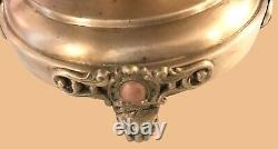 VTG Large Pedestal Ornate Oil Lamp Metal BaseBrassBronzeUrnBowlPlanter