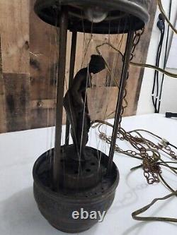 VTG Oil Rain Drip Nude Lady Greek Goddess Hanging Swag Lamp Light 19 Untested