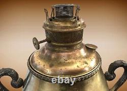 VTG Tall 16 Large The Juno Co. Oil LampOrnate Metal Brass Base2 HandleUSA