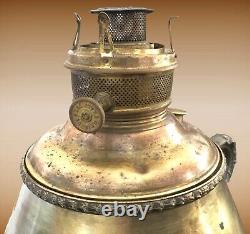 VTG Tall 16 Large The Juno Co. Oil LampOrnate Metal Brass Base2 HandleUSA