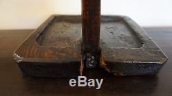 Very Fine & Rare Korean Joseon Dynasty Wood Oil Lamp Stand with Oil Container