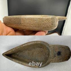 Very Old Ancient Near Eastern Oil Lamp With All Around Writing Engraving 300 BC