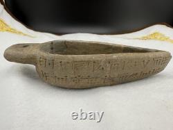 Very Old Ancient Near Eastern Oil Lamp With All Around Writing Engraving 300 BC