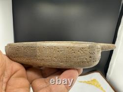 Very Old Ancient Near Eastern Oil Lamp With All Around Writing Engraving 300 BC