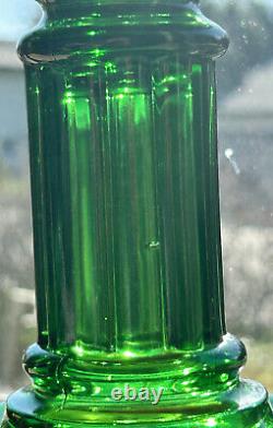Very Rare Antique Riverside Glass Works Green #486 Green Oil Lamp c1880-1899