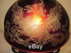Very Rare Fantastic The Parker Lamp With Very Rare Gold Griffin Shade