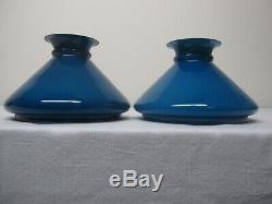 Very Rare Period Antique Blue Cased 7 Student Lamp Shades
