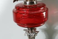 Very large Antique oil Lamp Silver plated Corinthian base