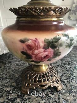 Victorian 1900s P. L. B. & G. Co Success floral oil lamp