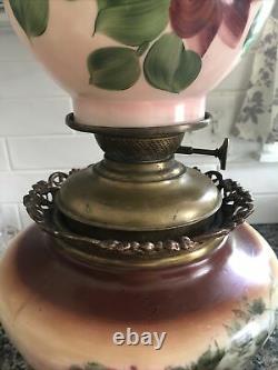 Victorian 1900s P. L. B. & G. Co Success floral oil lamp