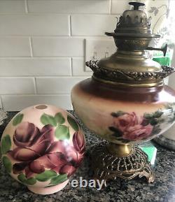 Victorian 1900s P. L. B. & G. Co Success floral oil lamp