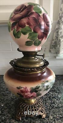 Victorian 1900s P. L. B. & G. Co Success floral oil lamp