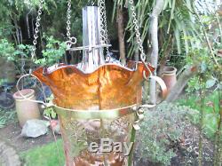 Victorian Amber Hanging rise and fall Oil Lamp not cranberry/vaseline glass
