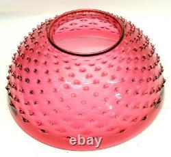 Victorian Antique 14 Cranberry Hobnail Glass Hanging Oil Lamp Light Shade