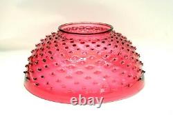 Victorian Antique 14 Cranberry Hobnail Glass Hanging Oil Lamp Light Shade