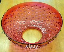 Victorian Antique 14 Cranberry Hobnail Glass Hanging Oil Lamp Light Shade
