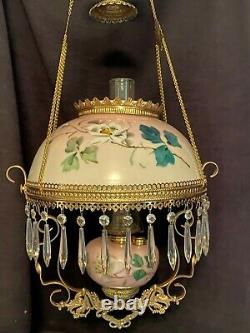 Victorian Antique Bradley & Hubbard Hanging Oil Lamp