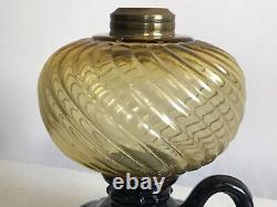 Victorian Antique EAPG Sheldon Swirl Amber Font Oil Footed Finger Hand Lamp