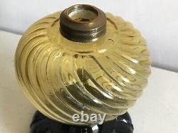 Victorian Antique EAPG Sheldon Swirl Amber Font Oil Footed Finger Hand Lamp