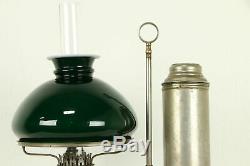 Victorian Antique Emerald Student Desk Lamp, Oil Kerosene, Manhattan 1876 #32288