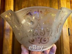 Victorian, Antique English Glass Blue and White double wick Oil Lamp