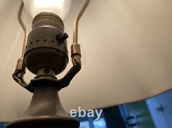 Victorian Antique Etched Cranberry oil lamp convert electric marble base Set