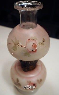 Victorian Antique Milk Glass Nellie Bly Miniature Kerosene Oil Lamp