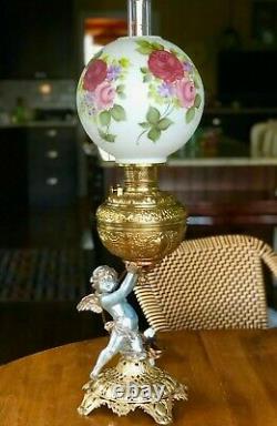 Victorian Banquet Oil Lamp Cherub P & A Royal Converted Electric