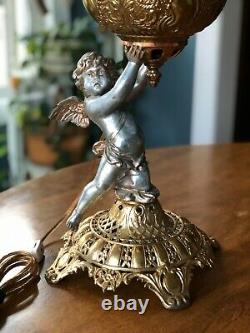 Victorian Banquet Oil Lamp Cherub P & A Royal Converted Electric