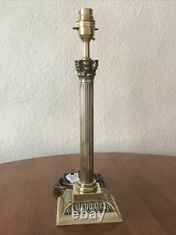 Victorian Brass Corinthian Column Electrified Oil Lamp Table Lamp H33cm