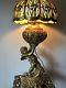 Victorian CHERUB Banquet Parlor Oil Lamp Ornate Cast Metal victorian shade