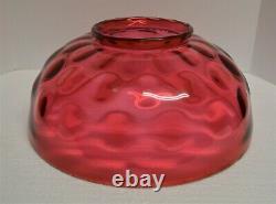 Victorian Cranberry or Ruby Red Bullseye Thumbprint Oil Lamp Shade 1880s 13.75