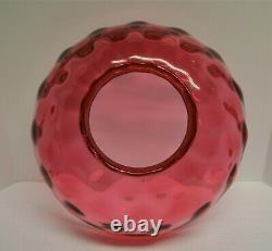 Victorian Cranberry or Ruby Red Bullseye Thumbprint Oil Lamp Shade 1880s 13.75