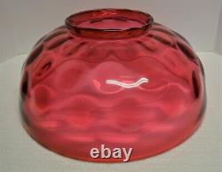 Victorian Cranberry or Ruby Red Bullseye Thumbprint Oil Lamp Shade 1880s 13.75