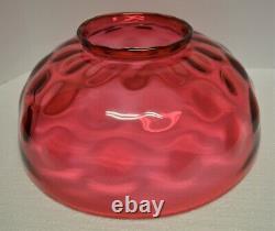 Victorian Cranberry or Ruby Red Bullseye Thumbprint Oil Lamp Shade 1880s 13.75