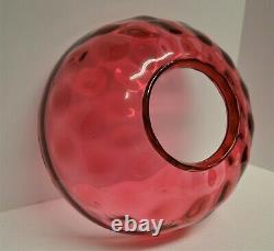 Victorian Cranberry or Ruby Red Bullseye Thumbprint Oil Lamp Shade 1880s 13.75