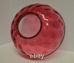 Victorian Cranberry or Ruby Red Bullseye Thumbprint Oil Lamp Shade 1880s 13.75