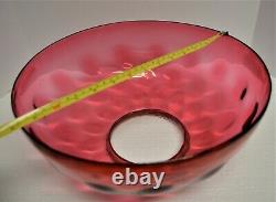 Victorian Cranberry or Ruby Red Bullseye Thumbprint Oil Lamp Shade 1880s 13.75