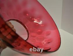 Victorian Cranberry or Ruby Red Bullseye Thumbprint Oil Lamp Shade 1880s 13.75