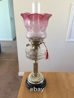 Victorian Duplex oil lamp and Cranberry Shade