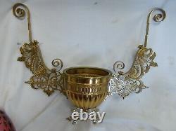 Victorian (E. M. Co.) Hanging Parlor / Library Kerosene Oil Lamp Unusual Shade