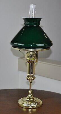 Victorian Edward Miller 7 Student Lamp Complete in Oil w Shade & Chimney